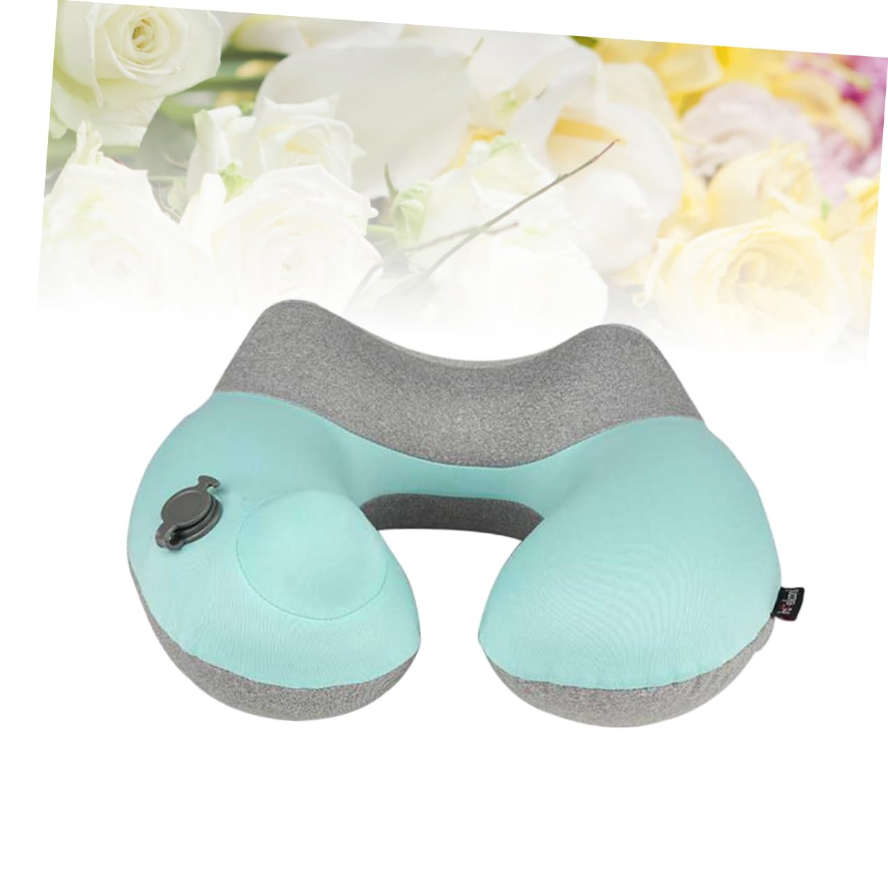 Amosfun Oreiller De Voyage Gonflable en Forme De U Gris Doux Et Lavable Idéal pour Le Camping
