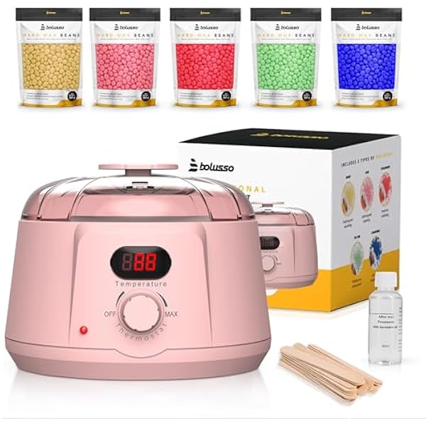 Różowy Podgrzewacz do Wosku 500g | Zestaw do Depilacji w Domu | Profesjonalny Wax Heater z Regulacją Temperatury | Do Twarzy, Nóg i Ciała