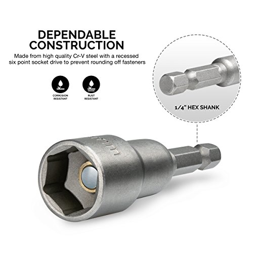 Image of NEIKO 10065A 1 /4 inch Hex Shank Magnetic Power Impact Nut Driver Set |8 Piece Tool Set | Professional Grade Socket Nut Setters| Metric | Sizes 6 to 13 MM | Cr-V Steel