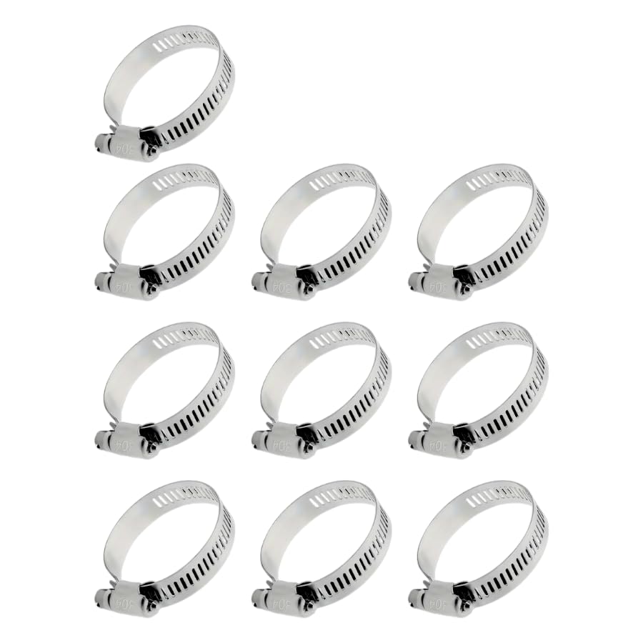 Adjustable Stainless Steel Jubilee Clips with Handle – Worm Drive Hose Clamps, Hose Clips, Pipe Clips for Fuel, Gas, Petrol, and Water Pipes – Heavy Duty Pipe Clamps (10, 105-127mm)