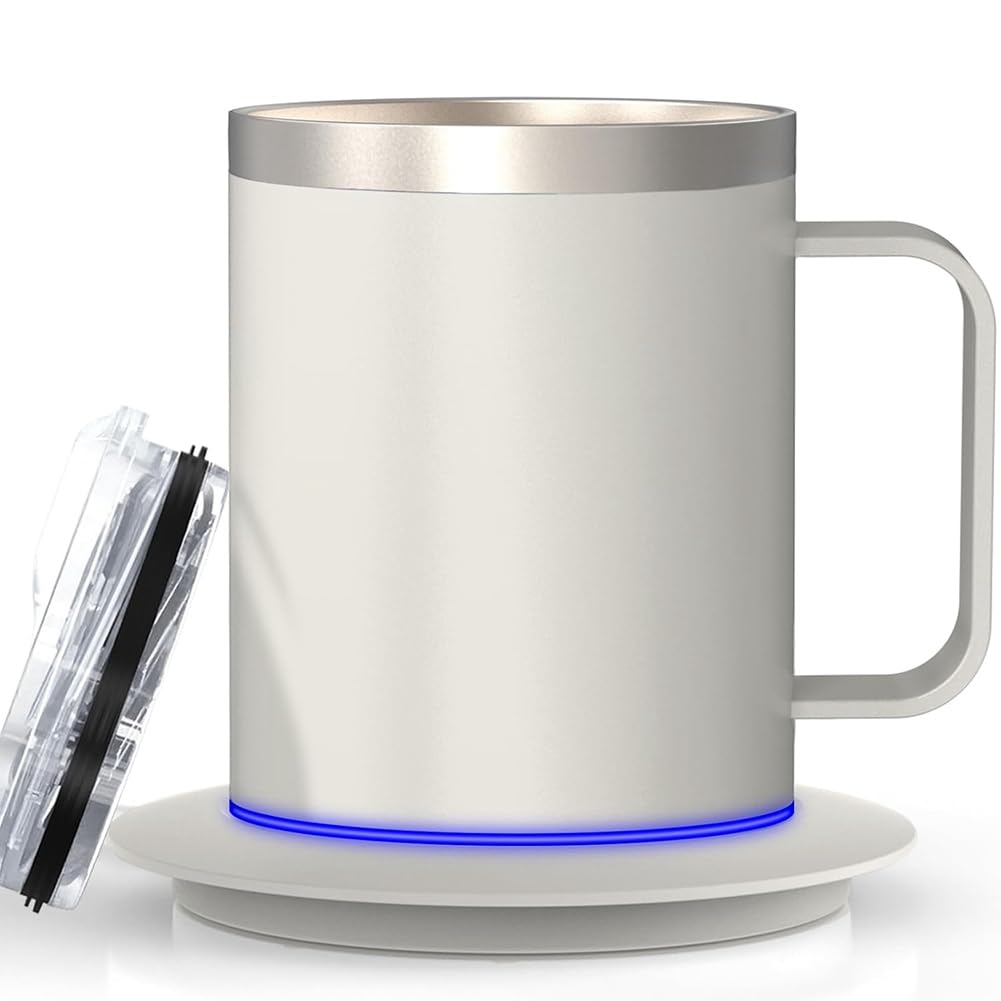 Tasse à Café Auto-Chauffante pour Bureau avec Arrêt Automatique Après 10 Heures, Ensemble de Réchauffeurs de Tasse Alimentés par USB.