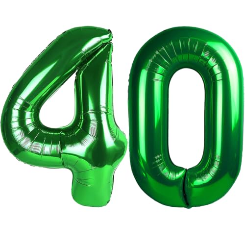 Image of Number Balloons Green Party Balloon - Giant Number 40 Balloon, 40 Inch Large Balloon for St. Patrick's Day Games Theme Birthday Decoration, Girls Boys Party Supplies