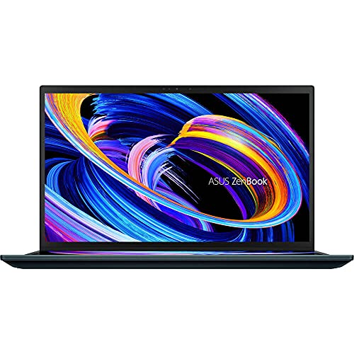 ASUS ZenBook Pro Duo 15 OLED UX582 Laptop, 15.6” OLED 4K UHD Touch Display, Intel Core i9-10980HK, 32GB RAM, 1TB SSD, GeForce RTX 3070, ScreenPad Plus, Windows 10 Pro, Celestial Blue, UX582LR-XS94T