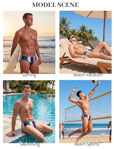 Bañador slip impreso sexy con corte bikini cómodo para natación masculina 4