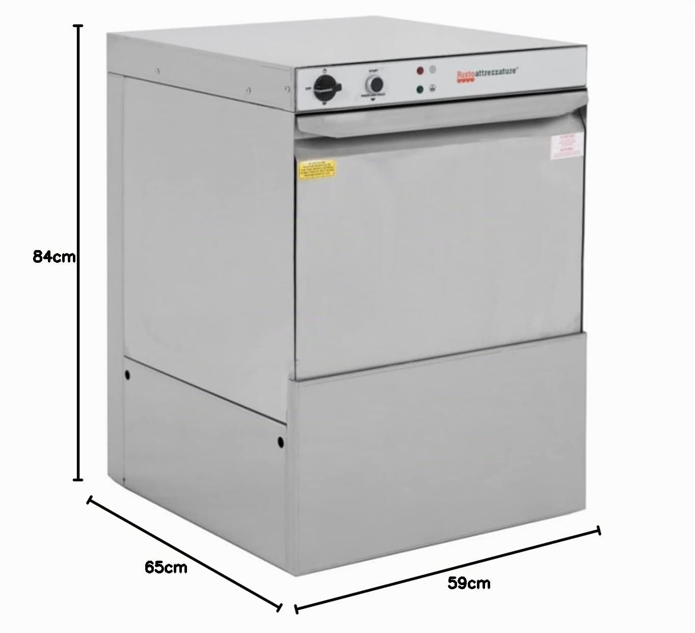 Ristoattrezzature Lavastoviglie Lavabicchieri Professionale - Trifase, con Cesto Quadrato 500 x 500 mm - Struttura in Acciaio Inox
