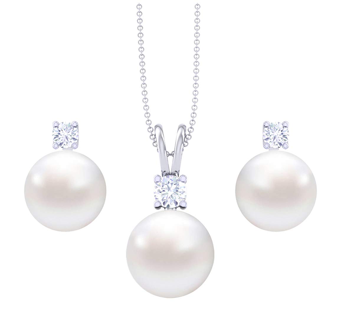 CLARA 92.5 Sterling Silver Classic Pearl Pendant Earrings Set with Chain Jewellery Set Gift for Women and Girls (B07Z9133V7) Amazon Price History, Amazon Price Tracker