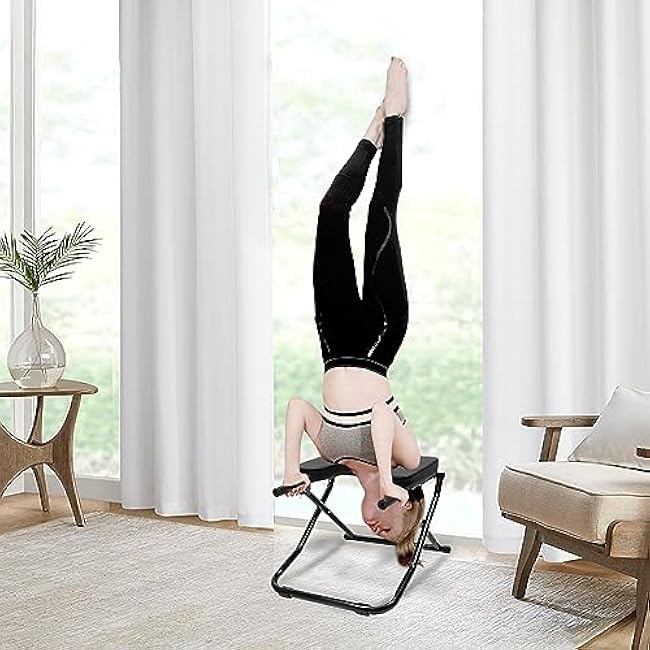 Foldable Yoga Headstand Bench, 330.7 LBS Capacity Multi-Functional Yoga Inversion Chair Feet Up Trainer Headstand Stool for Home Workout&Fitness&Gym