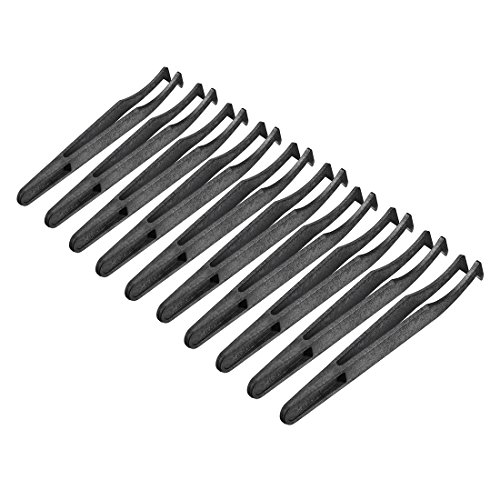 Uxcell Plastic Anti-Static Tweezers, Precision Curved Tip For Jewelry Craft Diy Beauty Electronics Repair Tool Black 10 Pcs #TOP4