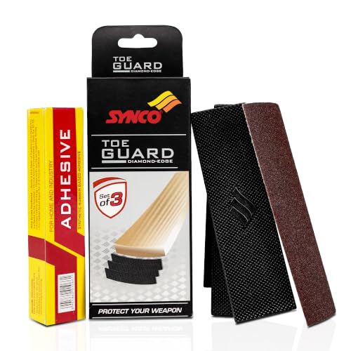 Image of Synco Cricket Bat Toe Guard Kit with Adhesive & Sandpaper, 3 Pcs Rubber Toe Guard Protection, Durable Bat Toe Protection for All Cricket Bats, Anti-Damage Moisture Protection Kit