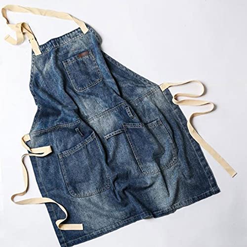 Grembiule in Denim Blu, Grembiule per lavori Artigianali, Pittura, Pasticceria, Cucina, Abbigliamento da fiorista, Barista, Abbigliamento da Lavoro