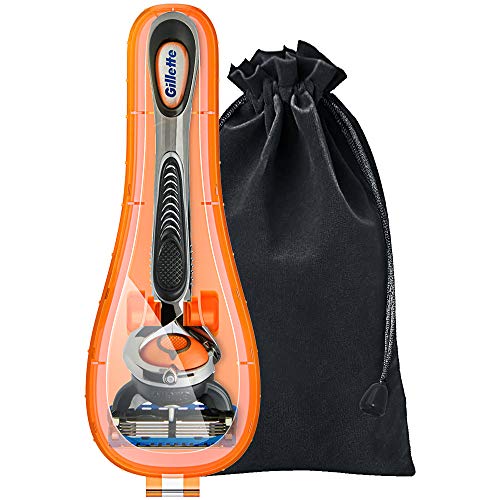 Travel Razor Case - Anplus Shaver Razor Blades Holder Box with Carrying Bag, Portable Razor Container Storage for Manual Razor System, Suitable for ProGlide, Fusion, Quattro, Hydro Razors (Orange)