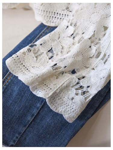 MakeMeChic Women's Plus Size Cardigan Floral Long Sleeve V Neck Hollow Out Button Front Sweater4