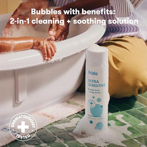 Image of Frida Baby Unscented Fragrance-Free Bubble Bath + Body Wash, Safe for Skin, 10 Fl Oz (Pack of 12)