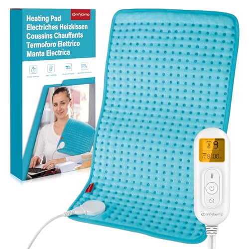 Comfytemp Electric Heat Pad with 9 Heating Levels, Auto-Off Timer, Elastic Strap, 12"x24" Body Heating Pad for Neck, Shoulder, Back Pain Relief, Heated Back Warmer for Period Cramps, Muscle Relaxation