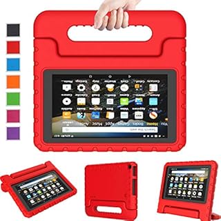 LTROP Kids Case for Amazon Kindle Fire 7 2019 (9th Gen, 2019 Release) - Light Weight Shock Proof Convertible Handle Stand Kid-Proof Case for All-New Fire 7 Tablet (9th Generation, 2019 Release) - Red