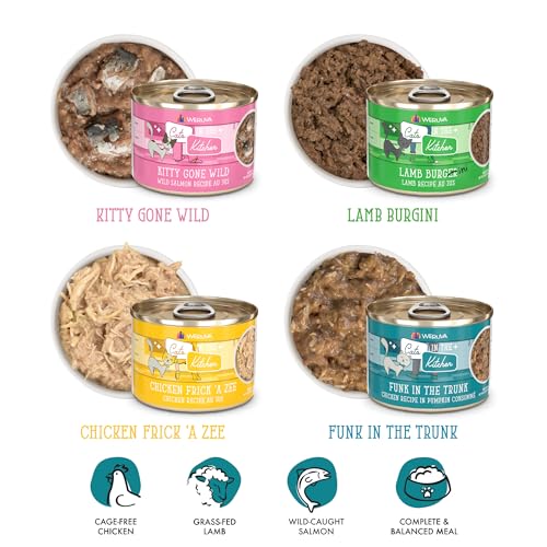Image of Weruva Cats in The Kitchen, Kitchen Cuties Variety Pack, Wet Cat Food, 6oz Cans (Pack of 24)
