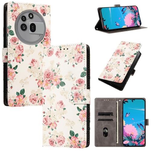 Étui compatible avec Xiaomi 15T cuir clapet rabat aimanté motif fleur rose élégant