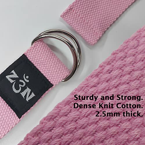 Z3N Yoga Strap - Strong Durable Premium Strap (1.5" Wide) With Metal D-Ring Buckle Loop For Yoga, Stretching, Exercise, Fitness, Pilates, Physical Therapy, Dance, Gym (8 Feet, Pink) #TOP3