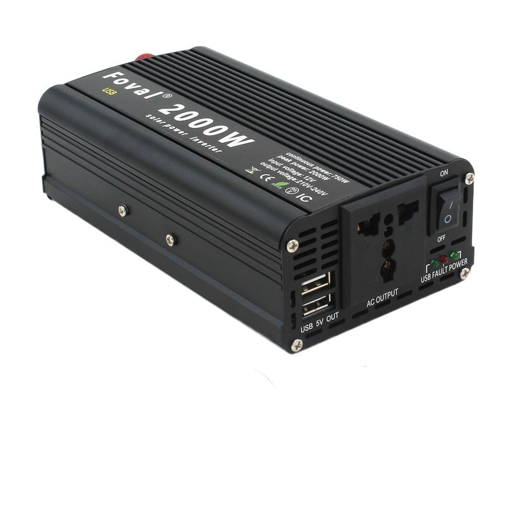 Inversor CARGA USB 2000W WATT DC 12V A CA 220V CARGADOR DE POTERA DE ALIMENTACIÓN PORTÁTIL CARGADOR ADAPTADOR DC 12 A CA 220 Onda sinusoidal modificada Inversores de corriente (Color Name : 12v Red)
