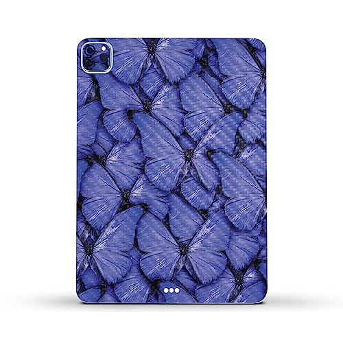 Image of MightySkins Carbon Fiber Skin Compatible With Apple iPad Pro 11 inch M2 4th Gen (2022) Full Wrap Kit - Blue Butterflies | Protective, Durable Textured Carbon Fiber Finish | Easy To Apply | Made in the USA