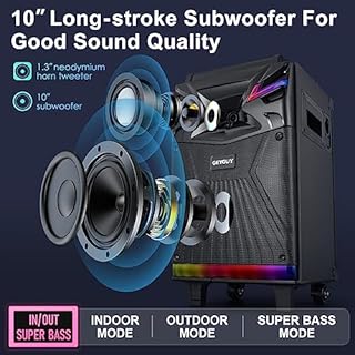 DSP Enceinte Karaoké 10" avec 2 Microphones sans Fil pour Adulte, 600W Professionnel Enceinte Sono Bluetooth Portable avec DJ Lumière, Supporte USB-C/FM Radio GTSK10-1