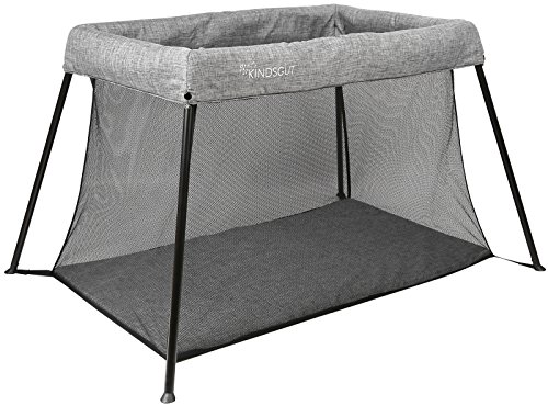 Kindsgut parc bébé pliable, convient comme lit de voyage, matelas et sac de transport inclus, gris foncé