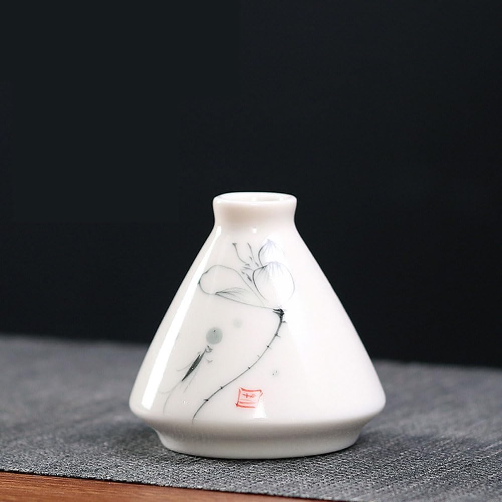 asdchZen Hand Painted Ceramic Vase For Home Decor, Artistic Vase Small Flowers, For Home Decor Small Bud Decorative Floral Vase,E