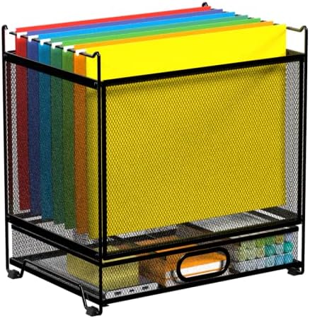 Sinboun Hanging File Organizer Includes 7 Letter Size Hanging Folders, Hanging File Folder Storage Box with Drawer File Organizer for Desk