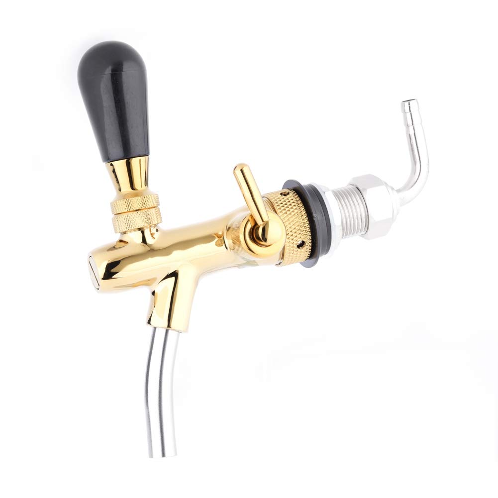 Robinet de Bière Réglable, Acier Inoxydable G5/8 Robinet de Bière Réglable Tige de Tirage Barre de Maison pour Système de Fût de Bière(Or)
