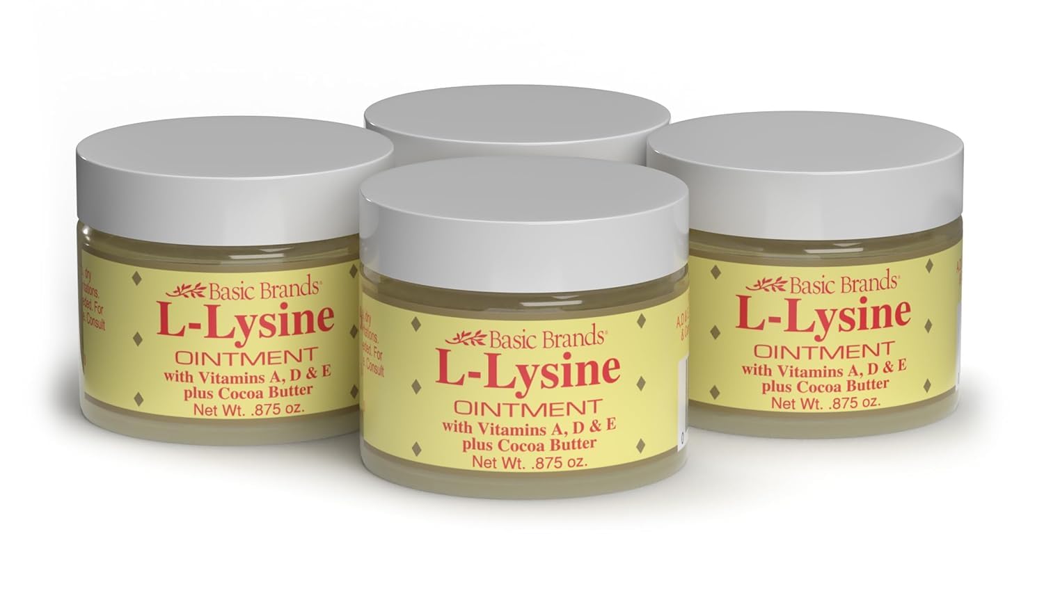 L-Lysine Ointment - 0.875 oz - Lysine Cold Sore Treatment and Blister Relief - Soothes Lips – 4 Pack