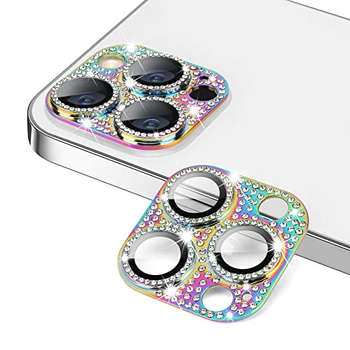 Hsefo Compatible with iPhone 12 Pro Max Camera Lens Protector Bling 3D Rhinestone Diamond 9H Tempered Glass Camera Cover Anti Scratch Shockproof Lens Screen Full Protective Cover