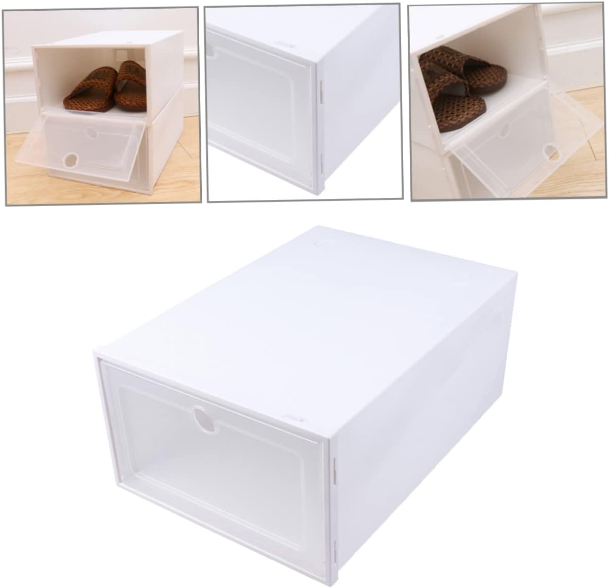 VICASKY 6pcs Transparent Stackable Shoes Organizer Boxes with Breathable Space Saving Plastic Shoe Storage Containers for Closet Entryway and Cabinet