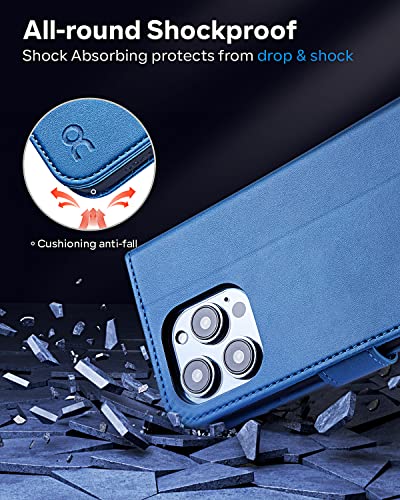 Ocase Compatible With Iphone 14 Pro Max Wallet Case, Pu Leather Flip Folio Case With Card Holders Rfid Blocking Stand [Shockproof Tpu Inner Shell] Phone Cover 6.7 Inch 2022（Light Blue） #TOP5
