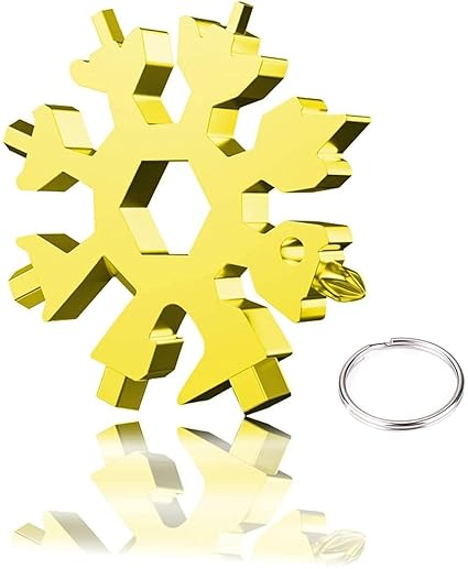 NEOPOL 18-in-1 Snowflake Multi-Tool Multi-Purpose Screwdriver Tool for Outdoor and Indoor for Screwdriver, Bottle Opener Tool (gold)