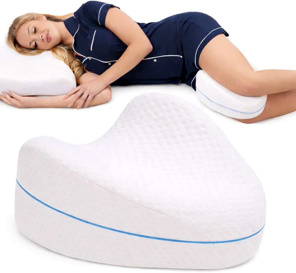 Contour Legacy Leg & Knee Pillow for Side Sleepers - Memory Foam Back Hip Knee Pain Relief Sciatica Arthritis Support