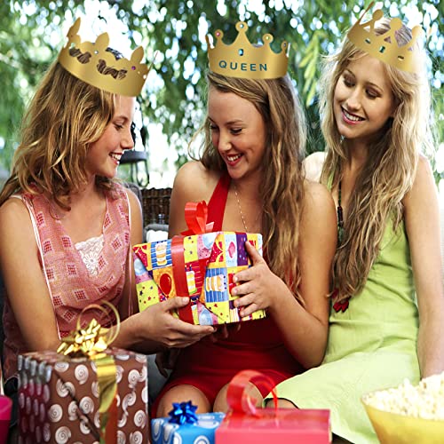 Weysoo Papier Krone Partyhüte, mit Selbstklebende Strasssticker & Alphanumerische Aufkleber, DIY Party Kronenhut Set für Prinzessin Königin Prinz Geburtstagsparty (5 Krone)