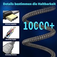 CHENLENIC USB4-Kabel, mit Thunderbolt 4 Kabel, 240W Ladeleistung, 40 Gbit/s Datenübertragung, 8K @ 60Hz HDR, USB C zu USB C, 90Grad für Hub, Dock MacBook, M2, M3, Mac SSD (90Grad USB4 40G 240W 1,5M) – Ansicht 7