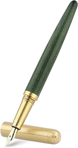 cobee Plumas estilográficas de madera - Pluma de lujo vintage artesanal, punta fina de 0,5 mm, escritura suave para diario y caligrafía, verde