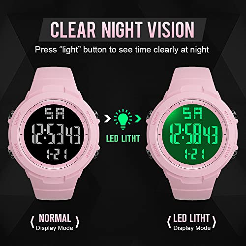 Tezer Digital Sports Watch Outdoor Sports Digital Watches Wrist Watch With Stopwatch Alarm Clock/Timer/Led Backlight Waterproof Digital Watches For Women Boys #TOP5