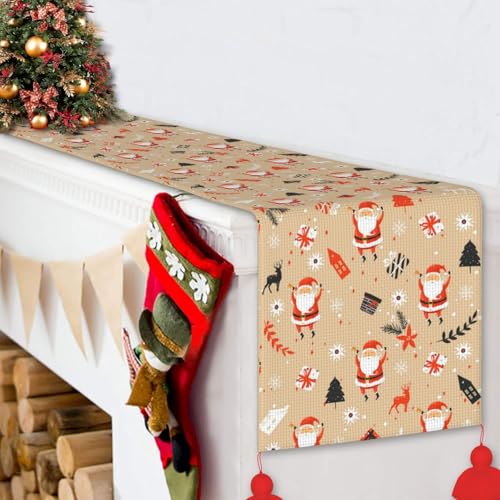 Chemin de table de Noël antidérapant à pompons 35x152 cm cerf