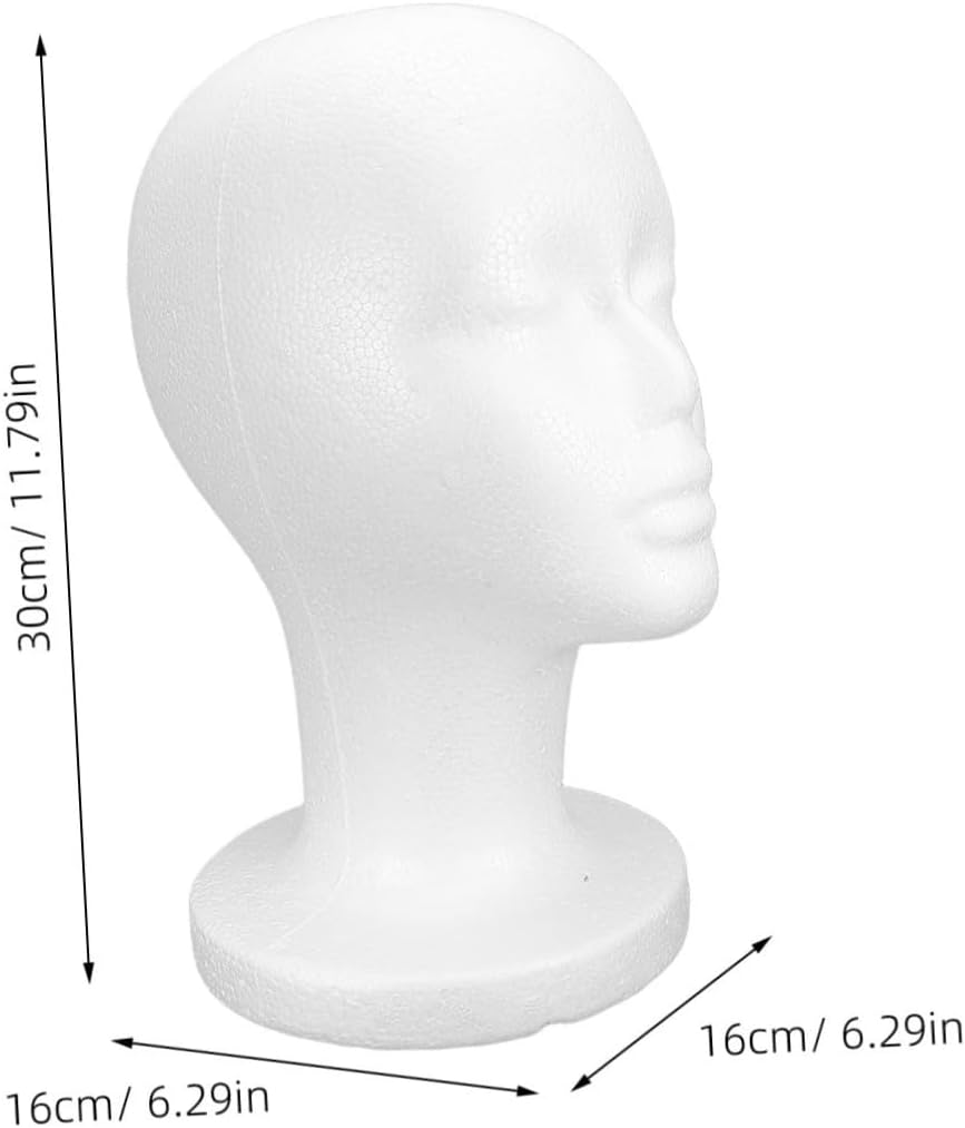 Mannequin Lifelike for , Stands 2pcs and Hats Head Foam Wigs Lightweight White Foam Heads with Display , for Retail Setup and Shop