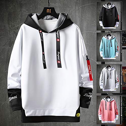 Ustzftbcl Men's Hoodies Men Patchwork Sweatshirt Male Harajuku Japanese Streetwear Hip Hop Oversized Hoodie Men Black M #TOP1
