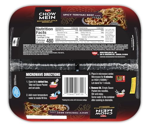 image for Nissin Chow Mein Noodles, Spicy Teriyaki Beef, 4 Ounce (Pack of 8)