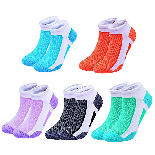 Ultrafun 5/10Pack Sports Cycling Socks Colorful Anti Smell Ankle Running Athletic Socks, Ankle 5pack, XL