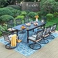 Sophia & William Patio Dining Set 9 Pieces Outdoor Metal Furniture Set, 8 x Swivel Patio Dining Chairs with 1 Expandable 6-8 Person Table for Lawn Garden Pool