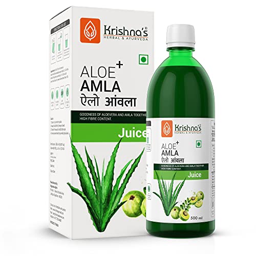 Krishna's Aloe Vera Amla Mix Juice - 500 ml | Una mezcla perfecta para un cuerpo saludable | Para cabello sano, piel, digestión e inmunidad