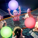 Schwimmender LED Wasserball für den Pool, 16 Zoll Aufblasbarer Beleuchteter Wasserball mit 13 Farben Lichter Fernbedienung, Leuchtender Wasserball Pool Spielzeug für Pool Strand Party Spiele