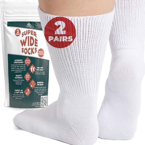 FORTIVO Extra Wide Socks for Swollen Feet, Bariatric Socks, Cast Sock, Diabetic Socks, Hospital Socks for Men & Women
