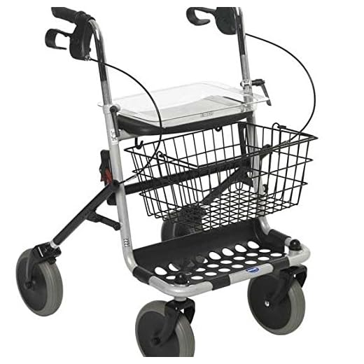 Rollator P452E/ 3 BANJO, silber m. Korb, Tablett, Spezialbr., Rollatoren