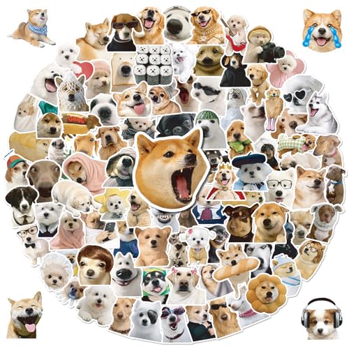 Anwyll 100Pcs Dog Stickers - Dog Meme Stickers Bulk Waterproof Vinyl Water Bottle Sticker Self Adhesive Cute Puppy Sticker Bulk for Scrapbooking Skateboard Laptop Guitar Adult Dogs Party Favor Decor